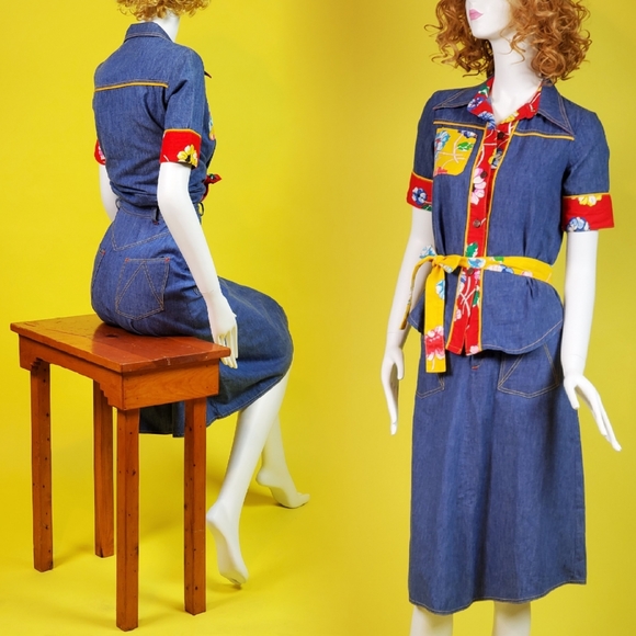 SOLD Vtg 70s skirt set - Picture 4 of 16